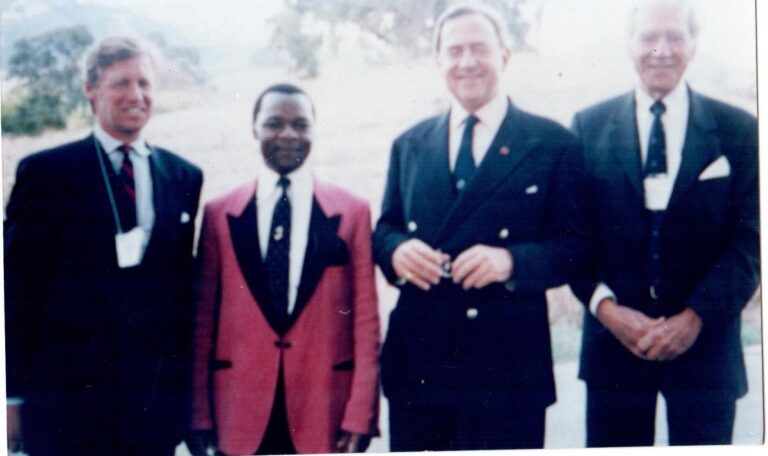 Dr. Kennedy Hongo, HSC, in California , USA, With the Patron of the Round Square, His Majesty King Constantine and others. The King is a firm Believer in the GRIFFINESS of STAREHE and Kurt Han Form of Education
